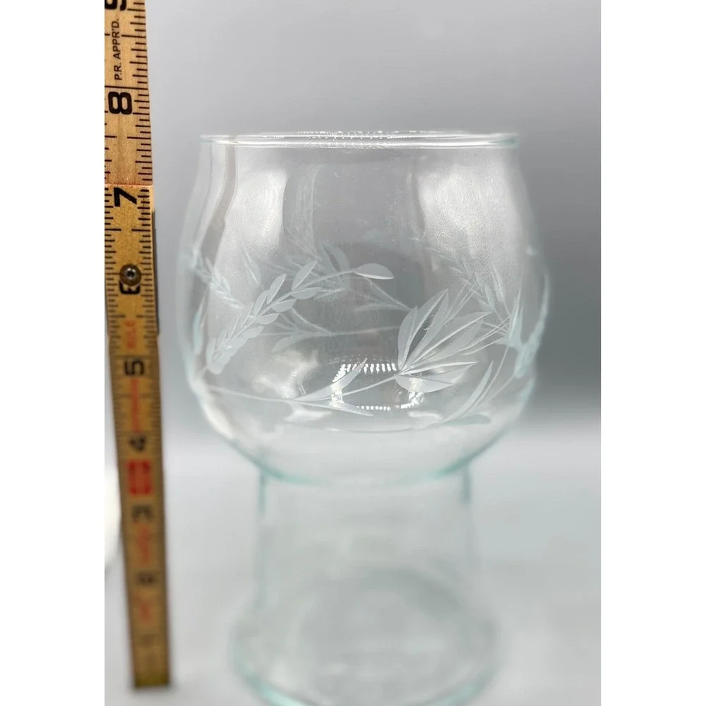 Vintage Cut Glass Floating Pillar Candle Holder Wheat Leaf Pattern Clear 7.5